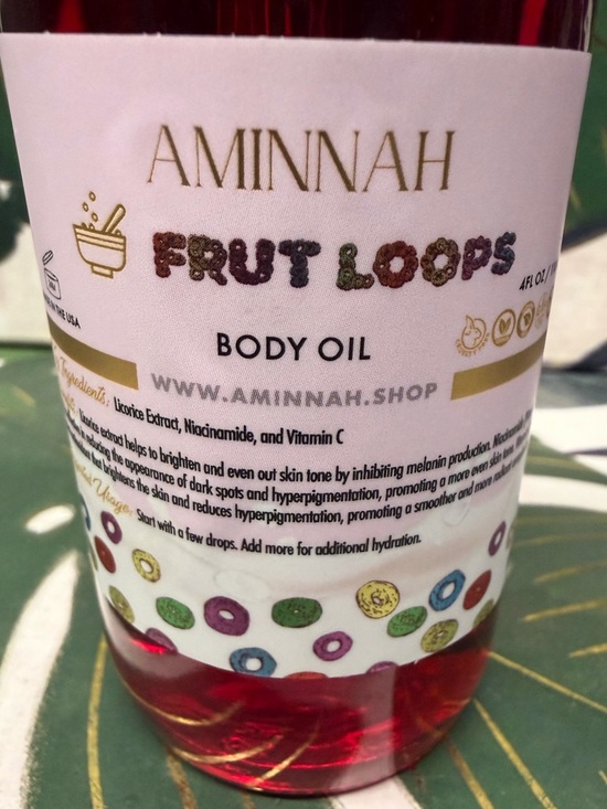 AMINNAH Fruit Loops Red Body Oil - Nourishing Skin Oil - Picture 2 of 5